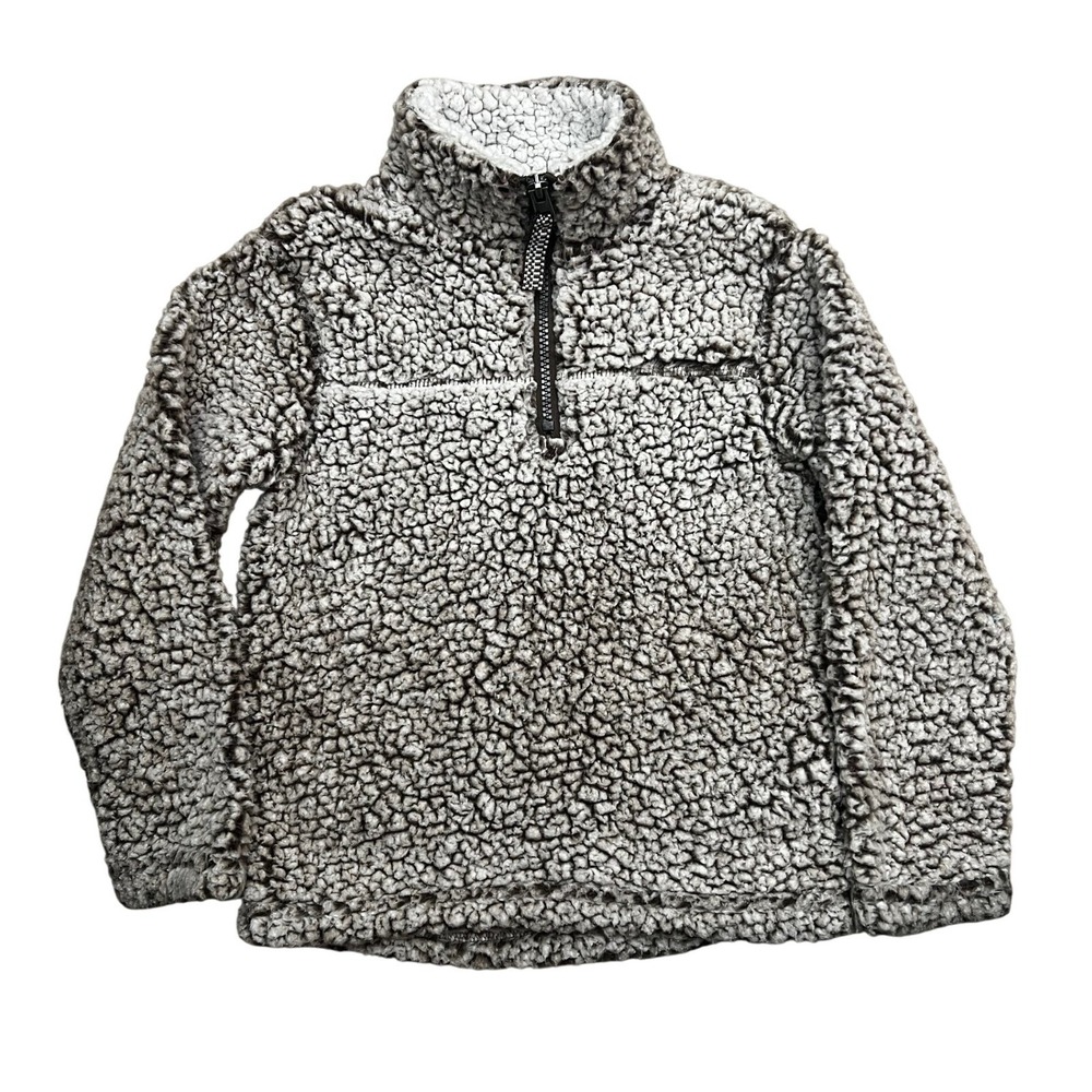Toddler Girls Cuddly Sherpa Fleece Pullover Quarter-Zip Brown White Size‎ 4